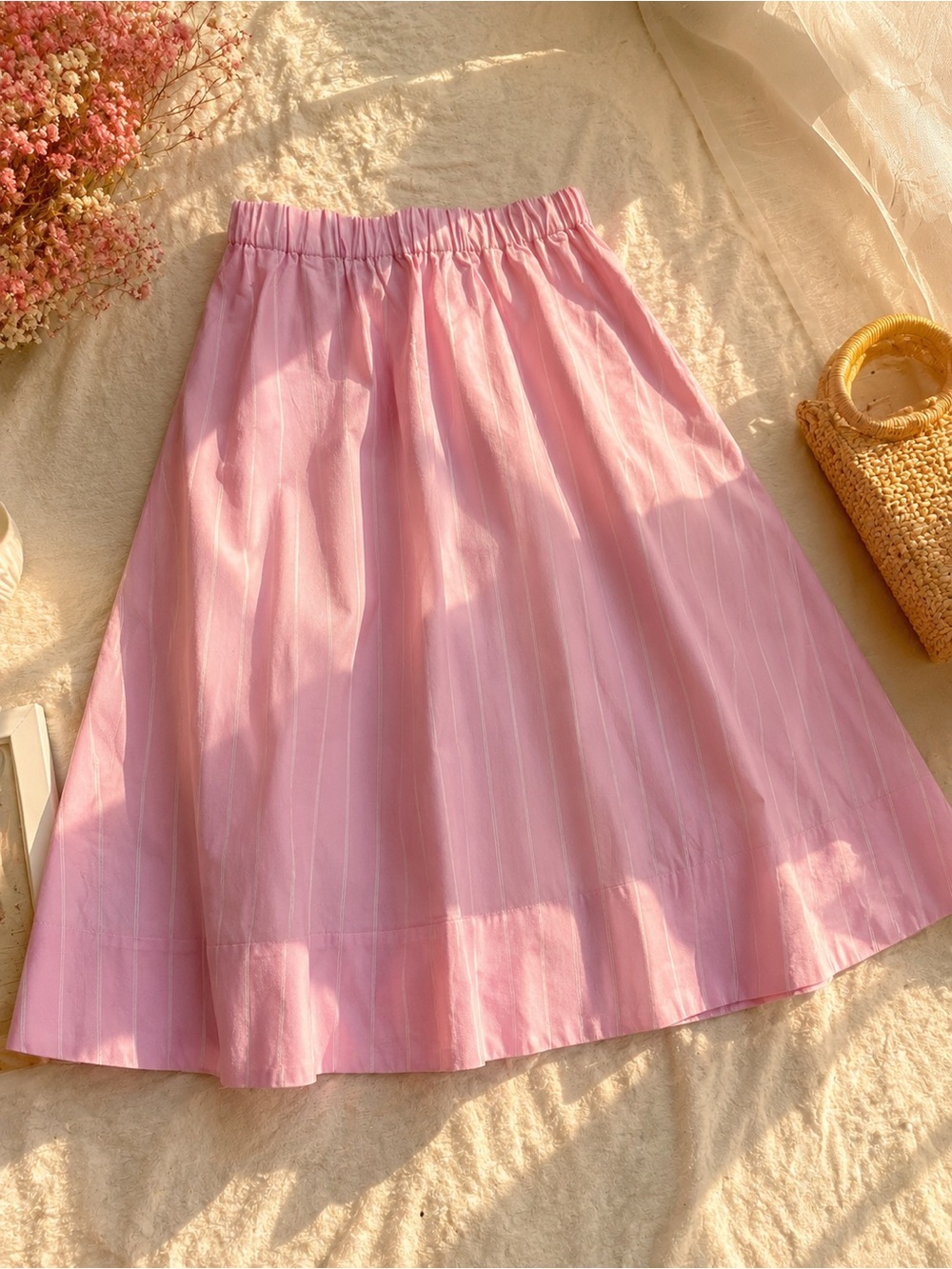 Women’s Pink Maxi Skirt with Elastic Waist